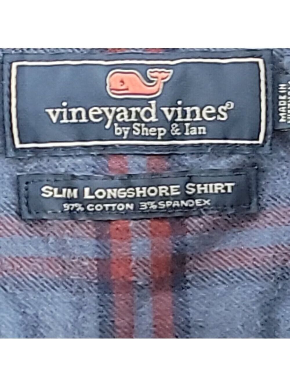 🐳 Vineyard Vines Slim Longshore Flannel Shirt – Men’s Medium - Picture 3 of 8